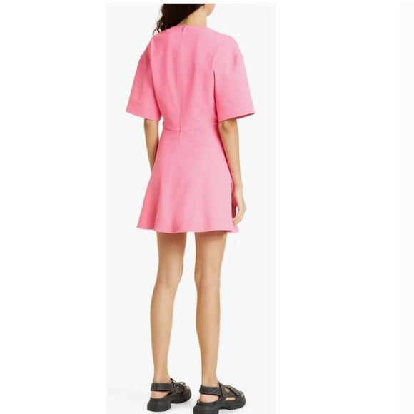 Ganni Stretch suiting v-neck mini dress - Picture 3 of 13